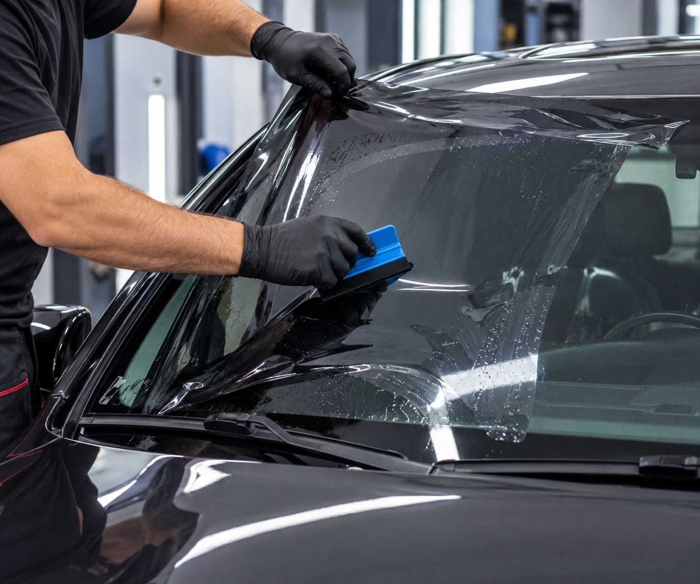 Carro com película automotiva aplicada, vidros escurecidos dentro da lei